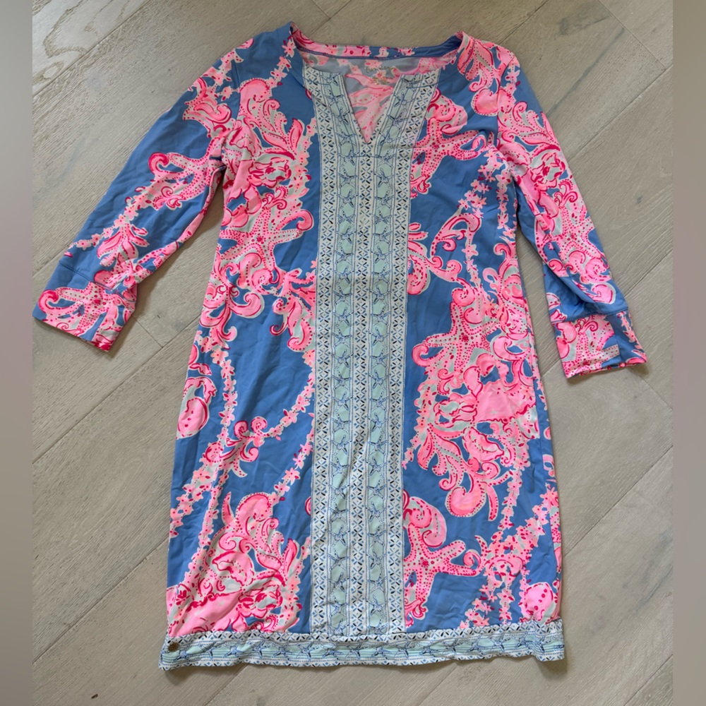 Lilly Pulitzer Vibrant Pink and Blue Paisley Dress - M